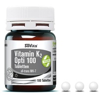 Vitamin K2 Opti 100 Tabletten | pro Tablette 100 μg reines und gut bioverfügbares Vitamin K2 all-trans MK-7 | Nahrungsgergänzungsmittel | 180 Tabletten