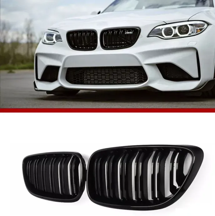 Doppel-Nieren-Kühlergrill für BMW F22/F23/F24/F27/E87 (2012–2018), Schwarz hochglänzend lackiert