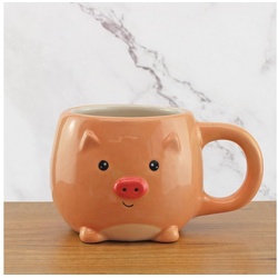 Winkee Becher Pet Friends Kaffeebecher Schweinchen, Keramik rosa
