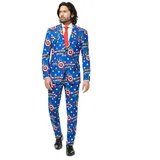 Opposuits Partyanzug Marvel Captain America Kostüm Anzug - für Karneval, Lizenzierter Marvel-Anzug - einmal angeguckt und man sieht nur noch St blau 48