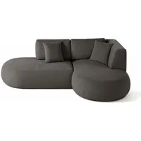 Lisa Design Santorini - 4-Sitzer Modulares Ecksofa rechts - aus strukturiertem Stoff , Grau - Grau