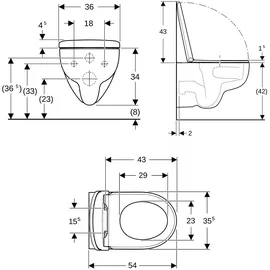 Geberit Renova Wand-Tiefspül-WC mit WC-Sitz Weiß