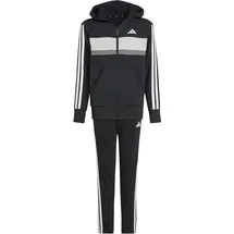 adidas Seasonal Essentials Tiberio 3-Streifen Fleece Trainingsanzug Black / White / Grey Two 164