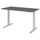 HAMMERBACHER XMKA16 elektrisch höhenverstellbarer Schreibtisch grafit rechteckig, C-Fuß-Gestell silber 160,0 x 80,0 cm