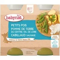 Babybio PETITS POIS POMME DE TERRE DU CENTRE-VAL LOIRE CABILLAUD SAUVAGE dès 8 mois Aliment 400 g