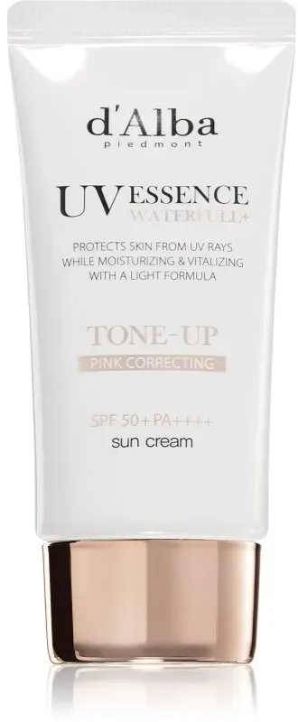 d'Alba Waterfull Pink Correcting Tone-Up Sun Cream Sonnencreme fürs Gesicht für hydratisierte und strahlende Haut SPF 50+ 50 ml