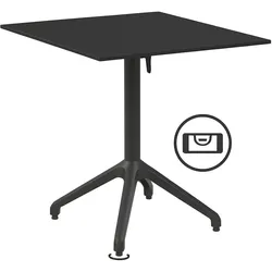 BIG Möbel GmbH Gastro Terrassentisch Luna Wackelfrei | 70x70 cm | HPL Compact | dunkler Schiefer | klappbar | selbstregulierend