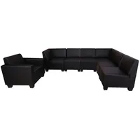 Mendler Modular Sofa-System Couch-Garnitur Lyon 6-1, Kunstleder ~ schwarz