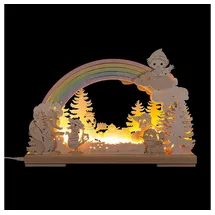 RATAGS 3D-LED-Schwibbogen klein, Sandmännchen und Freunde unter dem Regenbogen