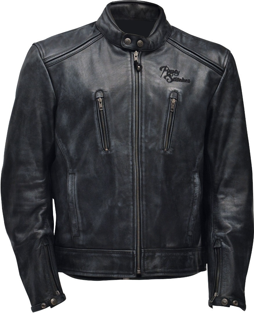 Rusty Stitches Stevie Motorfiets lederen jas, zwart-grijs, 2XL