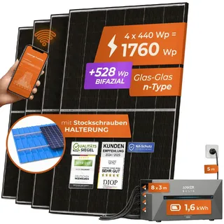 1760 W / 800 W inkl. 1,6 kWh Anker Solix 2 Pro Speicher