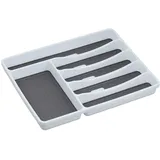 Relaxdays Besteckkasten für Schubladen 4,5 x 33 x 40 cm grau/weiß