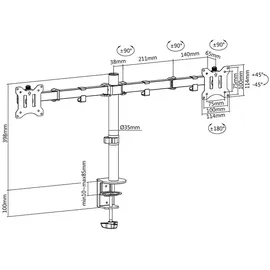 Digitus Universal Dual Monitorhalterung Schwarz