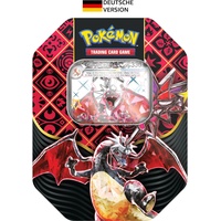 Pokémon Pokémon-Sammelkartenspiel: Tin-Box Karmesin & Purpur – Paldeas Schicksale – Schillerndes Glurak-ex (1 holografische Promokarte & 4 Boosterpacks)