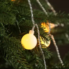 MARELIDA LED Lichterkette BERRY TWINKLE - 60 weiße XL Kugeln 8 Funktionen - Timer - L:9...