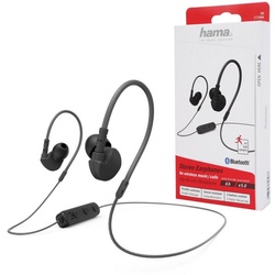 Hama Sport Run BT Kopfhörer Bluetooth Headset Black Smartphone-Headset (Anruffunktion, Bluetooth, Mikrofon, Wiedergabe-Steuerung, Bluetooth 5.0, Schweißfest, Anruf-Funktionen, Wiedergabe-Steuerung, mit Mikrofon) grau