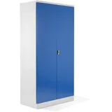 Schrank & Stuhl XXL Werkzeugschrank – Werkstattschrank/Stahlschrank mit 4 höhenverstellbaren, vollverzinkten Fachböden, 195x92x60, Weiß/Blau