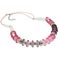 Gallay Perlenkette Kette Facettenperle rosa-pink, Kordel, 45cm (1-tlg) rosa