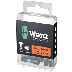 WERA 840/1 IMP DC Hex-Plus DIY Impaktor Bits, 5 x 25 mm, 10-teilig