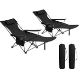 Woltu 2er Set Campingstuhl klappbarer, Klappstuhl Liegestuhl für Outdoor, Angelstuhl Sonnenstuhl ultraleichter mit Armlehnen und Getränkehalter