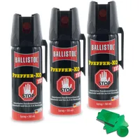 AKTIVHANDEL Pfefferspray 3X 50ml Jet, 3er Set, Tierabwehrspray, Selbstverteidigung, mit Einkaufswagenchip