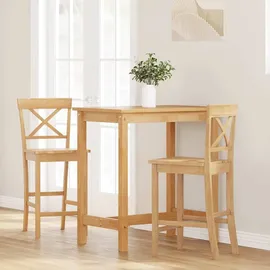 vidaXL Barhocker 2 Stk. Natur Massivholz Gummibaum