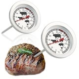 com-four® 2x Bratenthermometer aus Edelstahl - analoges Fleischthermometer bis 120 °C - Grillthermometer - Fleischnadel - 10 cm (002 Stück)