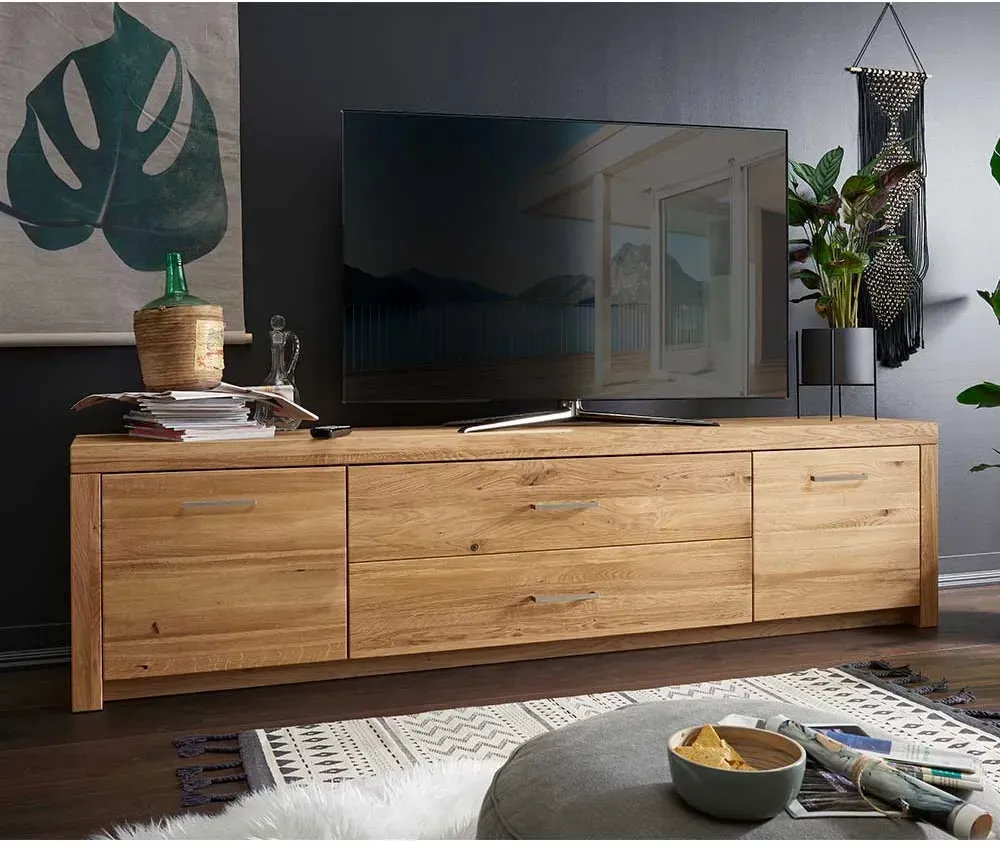 TV Board aus Wildeiche Massivholz 2 türig mit Soft Close