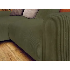 lisa design Garance, Ecksofa beidseitig montierbar - 4-Sitzer, aus Cord , Grün - Grün