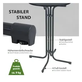 Trutzholm Stehtisch klappbar Ø 70 cm Höhe 110 cm Stahl Gastrotisch Partytisch Bistrotisch in Anthrazit