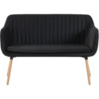 Beliani 2-Sitzer Küchensofa Samtstoff schwarz TABY