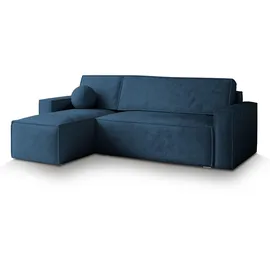 masseno ECKSOFA RAVELO M Blau Velours-Stoff mit Schlaffunktion