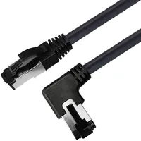 Maxtrack TI52-1,5L RJ45 Netzwerkkabel, Patchkabel CAT 8.1 S/FTP 1.50m Schwarz 90° nach links gewink