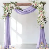 ZYEKIU Querbehang Freihanddeko, Traubogen Hochzeit Weich, Hochzeitsbogen 75 × 600cm, Hochzeit Vorhang Chiffon Stoff, Querbehang Gardine für Outdoor Garten Party Bühne Home Dekoration (Lila)