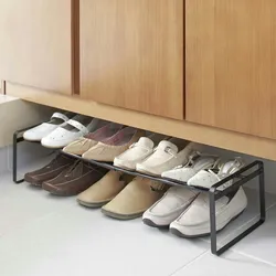 Yamazaki Schuhregal mit 1 Ablage schwarz ausziehbar platzsparend schmal Metall Schuhablage für 3-5 Paar Schuhe 40-70x17x25cm "FRAME"