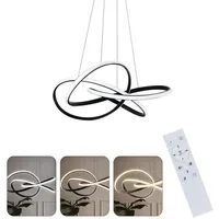 ZMH LED Pendelleuchte Höhenverstellbar 59W Ring Kronleuchter Fernbedienung Schlafzimmer, Augenschutz, LED fest integriert, 3000-6500k, Ø62cm Ringe Kronleuchter Pendant Lamp Restaurant schwarz