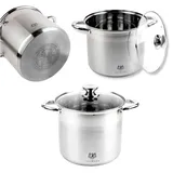 Karl Hausmann Kochtopf mit Deckel Suppentopf Edelstahl 9L 24cm Induktion alle Herde Silber