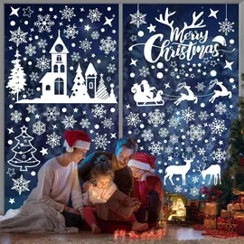 luxuskollektion Fensterbilder Weihnachten Selbstklebend Weiß Schneeflocken