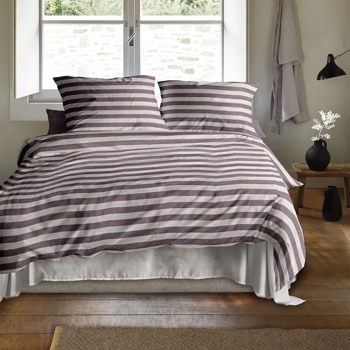 Irisette Mako-Satin Bettwäsche Wave 8559 155x200 cm + 80x80 cm | mauve - pink;beige