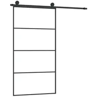 vidaXL Schiebetür mit Beschlag 102,5x205 cm ESG-Glas & Aluminium - Schwarz