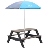 Axi Nick Picknicktisch Anthrazit - Grau Sonnenschirm Blau - Grau 95 x 98 x 49 cm