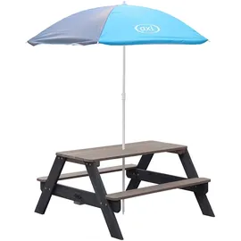 Axi Nick Picknicktisch Anthrazit - Grau Sonnenschirm Blau - Grau 95 x 98 x 49 cm