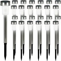 MONZANA® LED Solarlampe Außen 24er Set Wetterfest Erdspieß Edelstahl Solar Gartenbeleuchtung Solarleuchte Wegeleuchte
