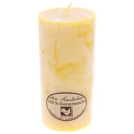 Kerzenfarm Hahn Bienenwachs Stumpenkerze 14 cm gelb