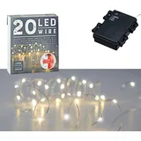 Cepewa Lichterkette Mikro Outdoor | Silberdraht 20 LEDs 220cm warmweiß batteriebetrieben | Weihnachtsbeleuchtung Leuchtdraht (Silber, 220)