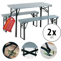 Stagecaptain Hirschgarten Bierzeltgarnitur für Balkon 117 cm Grau 2x Set