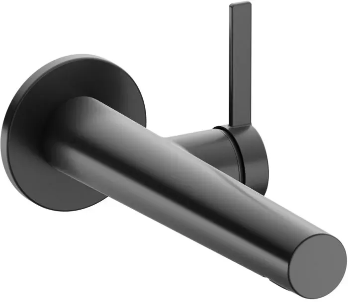 Keuco IXMO Waschtischarmatur 59516130101 Ausladung 165 mm, Schwarzchrom gebürstet, Wandmontage, runde Rosette