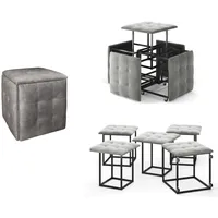 RODNIK Sitzhocker Transformer 5-in-1 Vellours 50 x 50 x 50 cm Grau