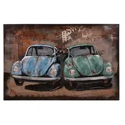 Garden Pleasure Wandbild 3D blaue Autos, Metall
