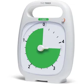 Time Timer PLUS 5 Minuten Visueller Analog Timer Uhr - Optionaler Aktustischer Alarm (Lautstärkeregler) Kein lautes Ticken; Zeitmanagement-Tool (Weiß)